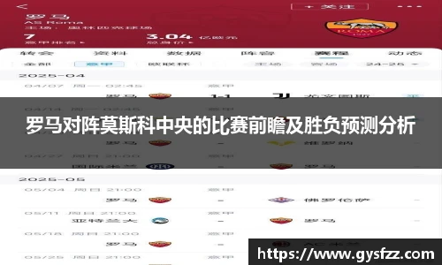 罗马对阵莫斯科中央的比赛前瞻及胜负预测分析